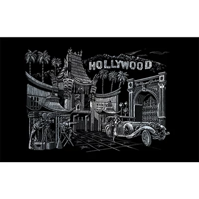 Set za ručno graviranje slika s ručnom olovkom, 29x39 cm - Hollywood, srebro