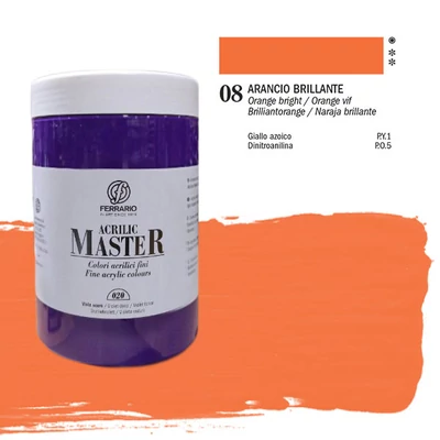 Ferrario Master akrilna boja, 1000 ml - 08, orange bright