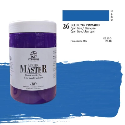 Ferrario Master akrilna boja, 1000 ml - 26, cyan blue