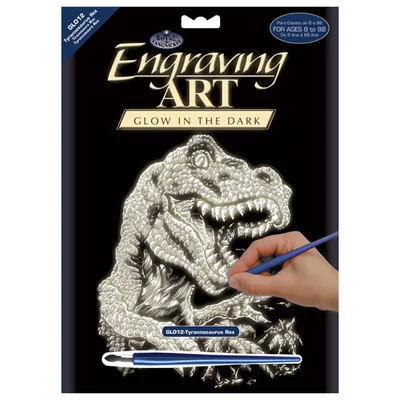 Set za graviranje skica s olovkom za skice, 20x25 cm - Dinosaur, svijetli u mraku