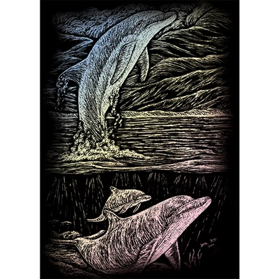 Set za ručno graviranje slika s ručnom olovkom, 12x18 cm - Delfin, holografija