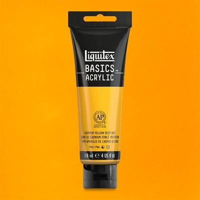 Liquitex Basics akrilna boja, 118 ml - 163, cadmium yellow deep hue