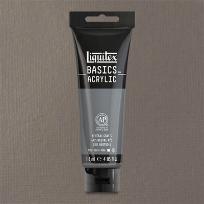 Liquitex Basics akrilna boja, 118 ml - 599, gray neutral value 5