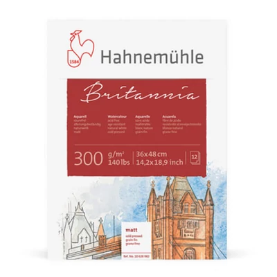 Hahnemühle Britannia akvarel blok, 300 g, 12 listova, malo hrapav, 36x48 cm