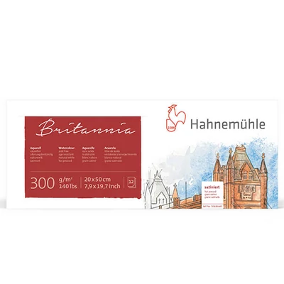 Hahnemühle Britannia akvarel blok, 300 g, 12 listova, malo hrapav, 20x50 cm