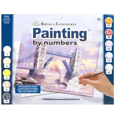 Set za bojanje s brojevima, akrilna boja+kist, 29x39 cm - Tower Bridge