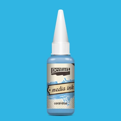 Tinta Pentart Media, tinta boja, 20 ml - koraljno plava