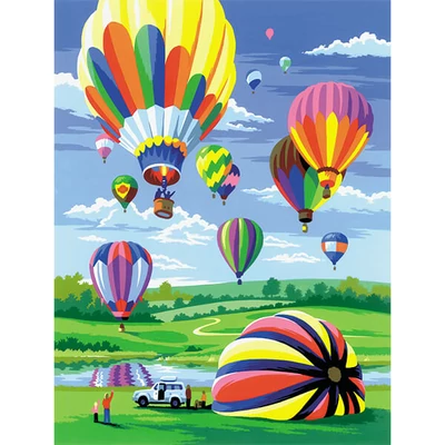 Set za bojanje s brojevima, akrilna boja+kist, 22x30 cm - Balon na vrući zrak