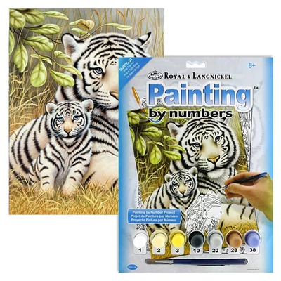 Set za bojanje s brojevima, akrilna boja+kist, 22x30 cm - Tigar