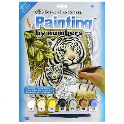 Set za bojanje s brojevima, akrilna boja+kist, 22x30 cm - Tigar