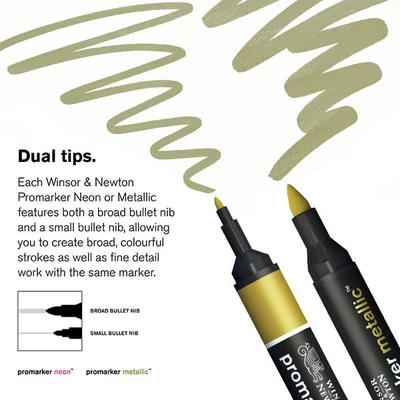 ProMarker dvostrani alkoholni flomaster - észlet - 6 db, metallic