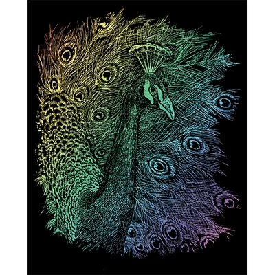 Set za graviranje skica s olovkom, 20x25 cm - Paun, duga