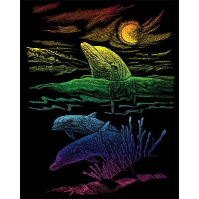 Set za ručno graviranje slika s ručnom olovkom, 20x25 cm - Delfin, duga