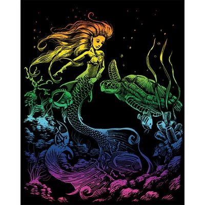 Set za graviranje skica s olovkom za grebanje, 20x25 cm - Sirena, duga