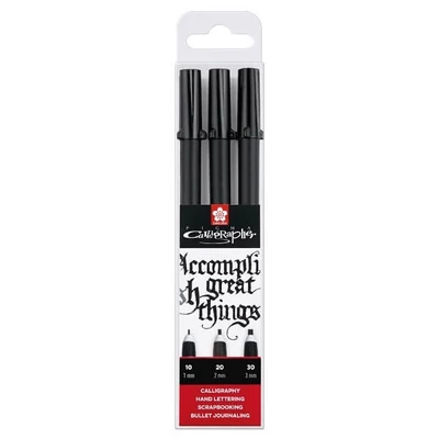 Sakura Pigma Calligrapher set flomastera, 3 kom - crni