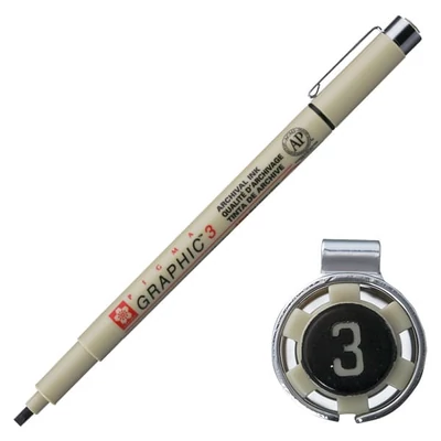 Flomaster Sakura Pigma Graphic 3, 3 mm - crni