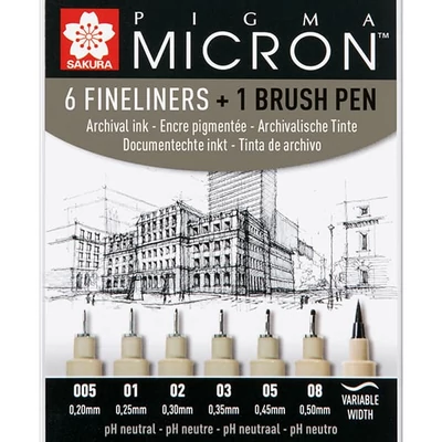 Sakura Pigma Micron set olovki za tehničko crtanje - 6+1 kom