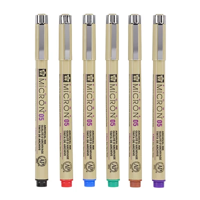 Sakura Pigma Micron 05 set olovki za tehničko crtanje - 6 kom, osnovne boje