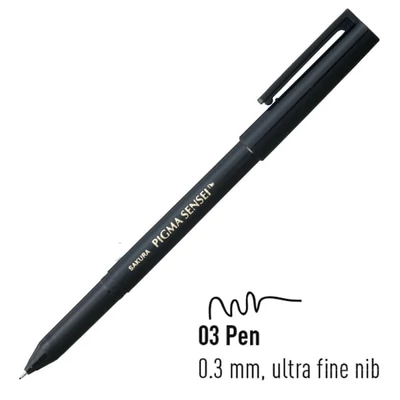 Sakura Pigma Sensei 03 olovka za crtanje, crna - 0,3 mm