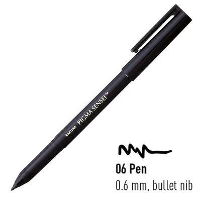 Flomaster Sakura Pigma Sensei 06, crni - 0,6 mm