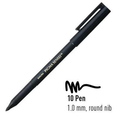 Sakura Pigma Sensei 10 flomastera, crni - 1 mm