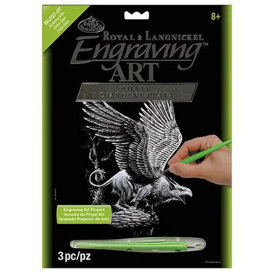 Set za graviranje s ogrebotinom, 20x25 cm - Grifon, srebro