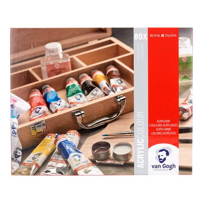 Talens Van Gogh set akrilnih slika, Basic Box, u drvenoj kutiji