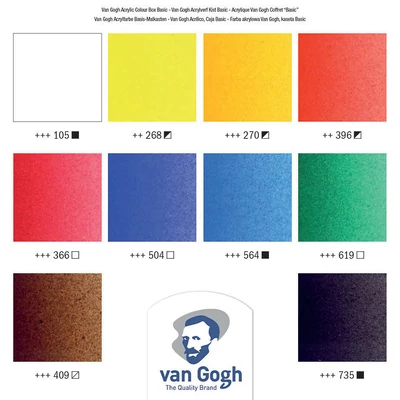 Talens Van Gogh set akrilnih slika, Basic Box, u drvenoj kutiji
