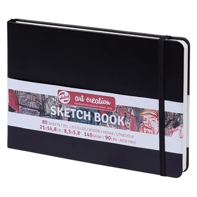 Talens Art Creation Sketch Book blok za crtanje i skiciranje, 140 g, 80 listova - A5 pejzaž, crni