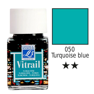 Vitrail boja za staklo na bazi smole, 50 ml - tirkizno plava