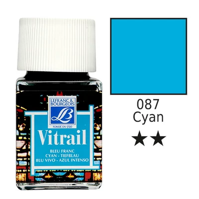 Vitrail boja za staklo na bazi smole, 50 ml - cijan plava