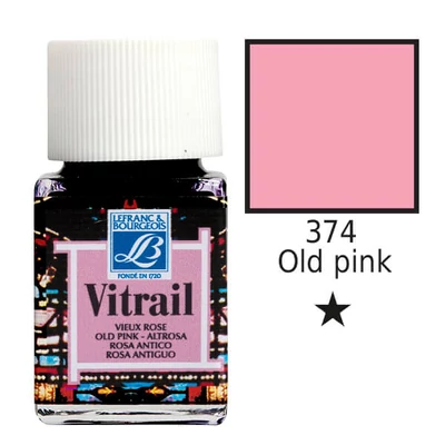 Vitrail boja za staklo na bazi smole, 50 ml - umorna ružičasta