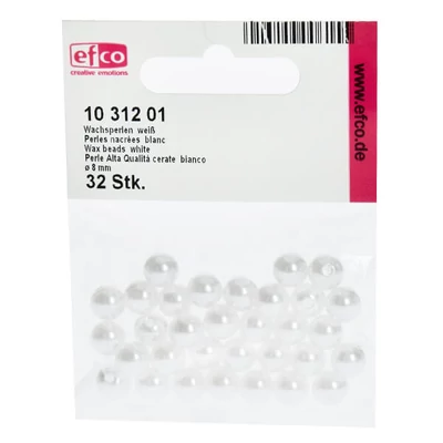 Tekla perle od akrilnog voska, 8 mm, 32 kom - bijele
