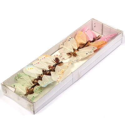 Leptiri u kutiji, na žici, pastelni, 7,5 cm, 12 kom