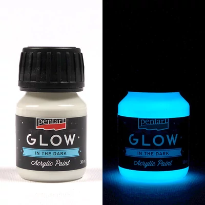 Pentart Glow akrilna boja koja svijetli u mraku, 30 ml - plavkasto bijela