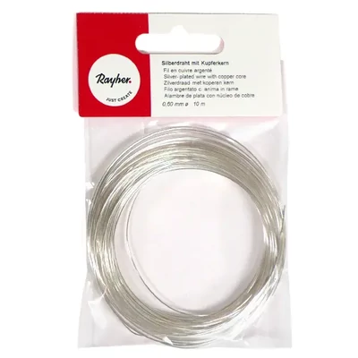Žica za nakit, 0,6 mm, 10 m - srebrne boje, s bakrenom jezgrom