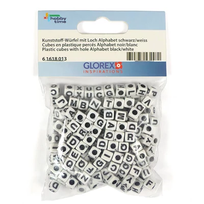 Plastično slovo biser, 7 mm - bijelo-crno