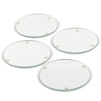 Set staklenih podmetača, okrugli, 10 cm, 4 kom
