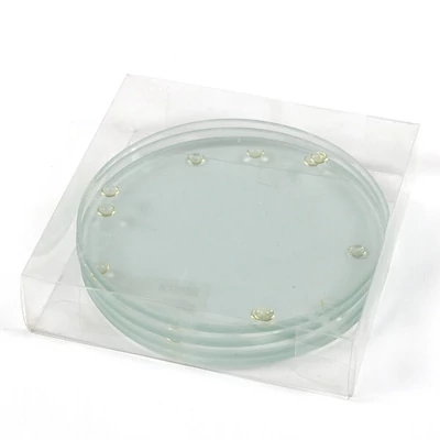 Set staklenih podmetača, okrugli, 10 cm, 4 kom