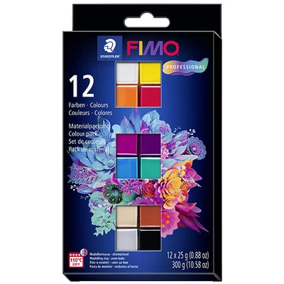 FIMO Professional Colour Pack set polimerne gline za pečenje, 12x25 g – Osnovne boje