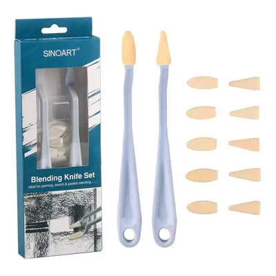Set noževa za praškasti pastel - 2 noža + 10 spužvastih glava