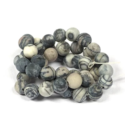 Mineralni biser - Zebra ahat, mat, 8 mm, 1 pramen