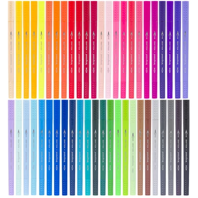 Bruynzeel Fineliner Brush pen dvostrani set flomastera - 48 kom, metalna kutija