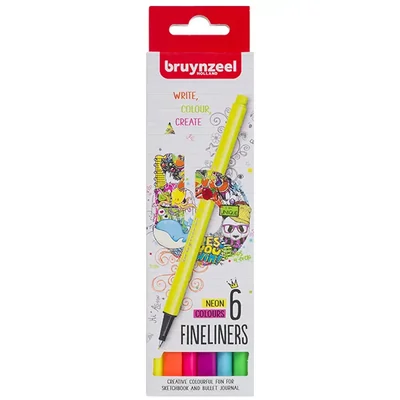 Bruynzeel Fineliner set flomastera - 6 kom, neonske boje