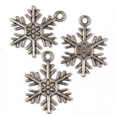 Metalni ukras šarm, 3 kom - snježni kristal, 3D
