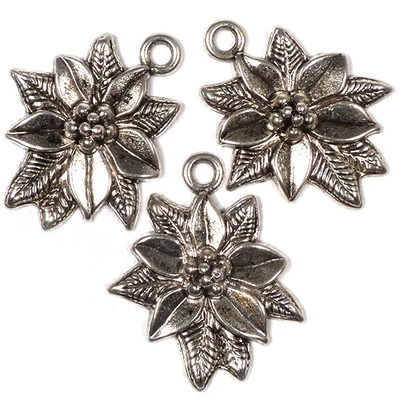 Charm metalni ukras, 3 kom - božićna zvijezda