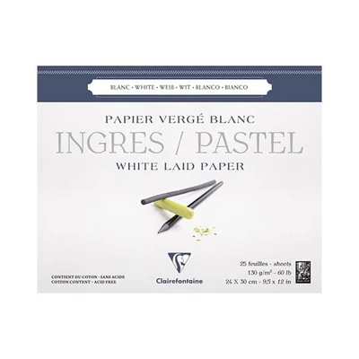 Clairefontaine Ingres papir blok, 130 g, 25 listova, bijela - 24x30 cm
