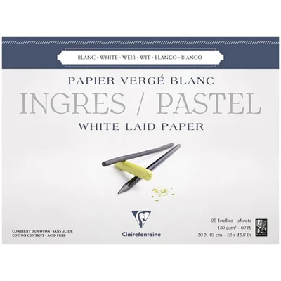 Clairefontaine Ingres papir blok, 130 g, 25 listova, bijela - 30x40 cm