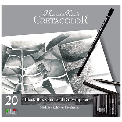 Cretacolor Black Box carbon set za crtanje - 20 kom, metalna kutija