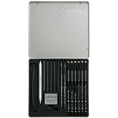 Cretacolor Black Box carbon set za crtanje - 20 kom, metalna kutija